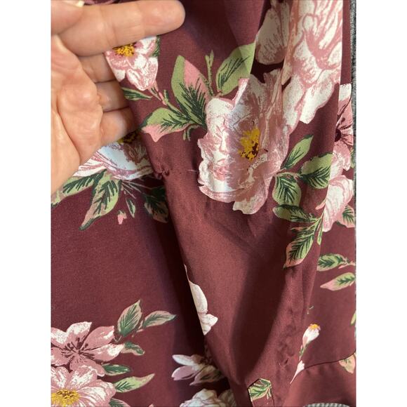 41 Hawthorn Womens Blouse Plus Size 2X Burgundy Floral Button Front Boho Office - Picture 6 of 10